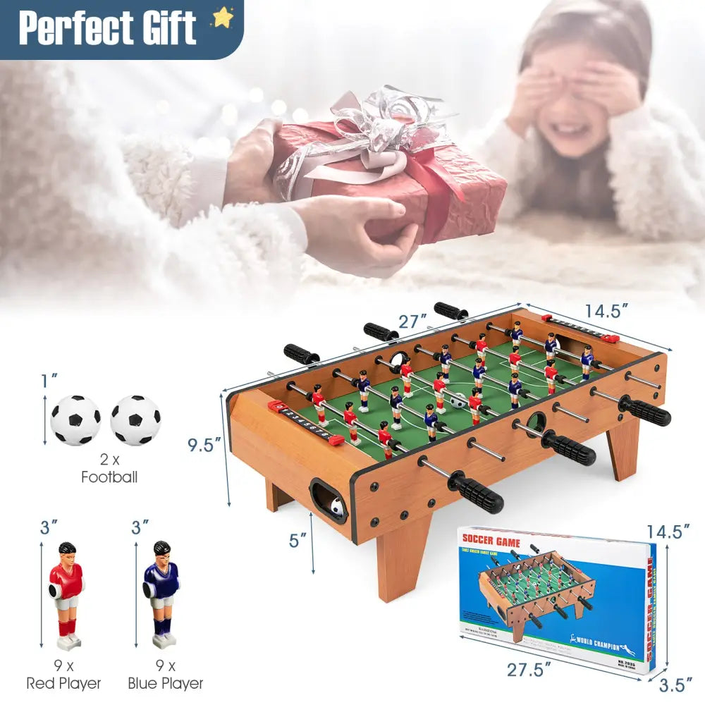 27 Inch Indoor Competition Game Foosball Table with Legs - Brown - Game Room