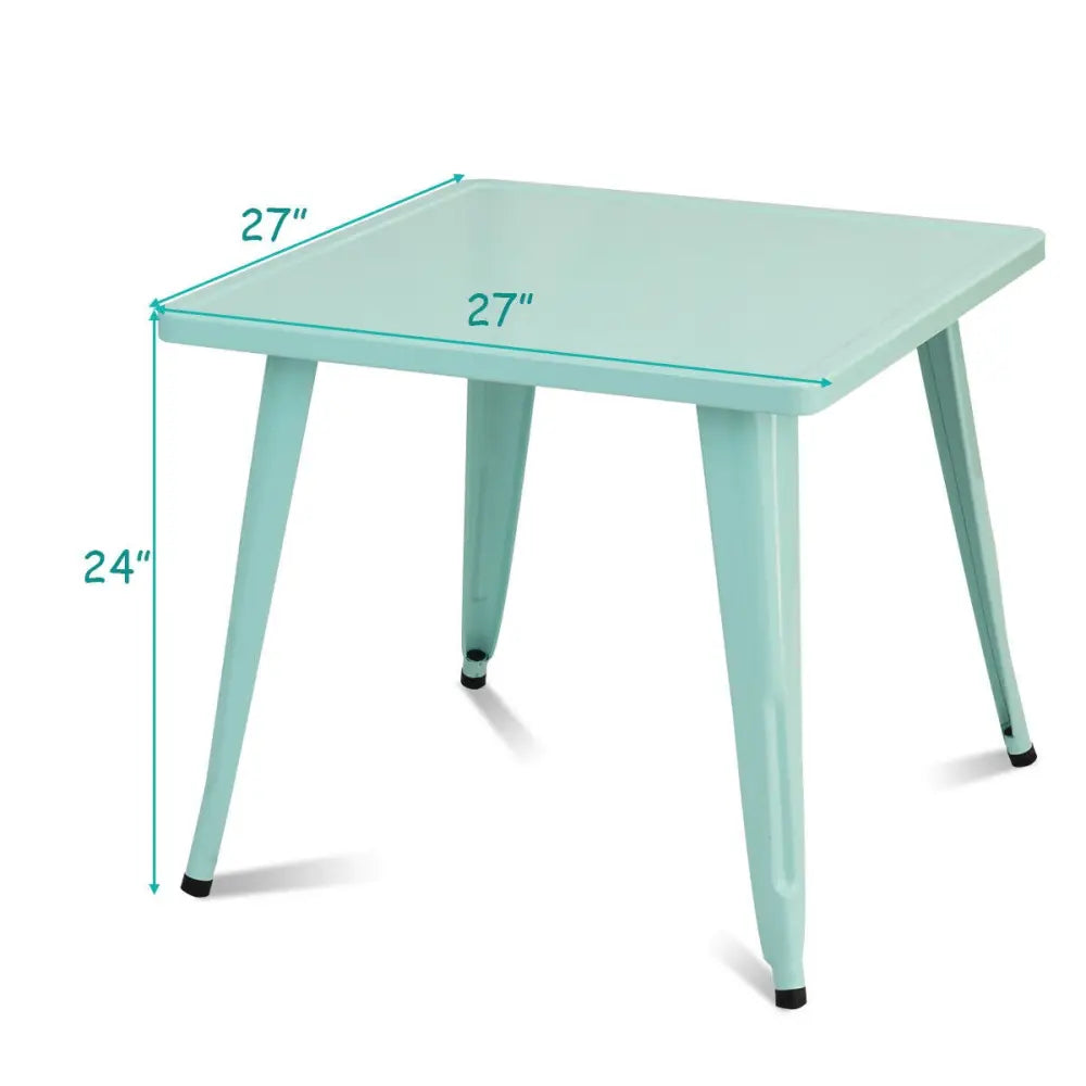27-Inch Kids Square Steel Table Play Learn Activity Table-Blue - Blue - Kids Table & Chair Sets