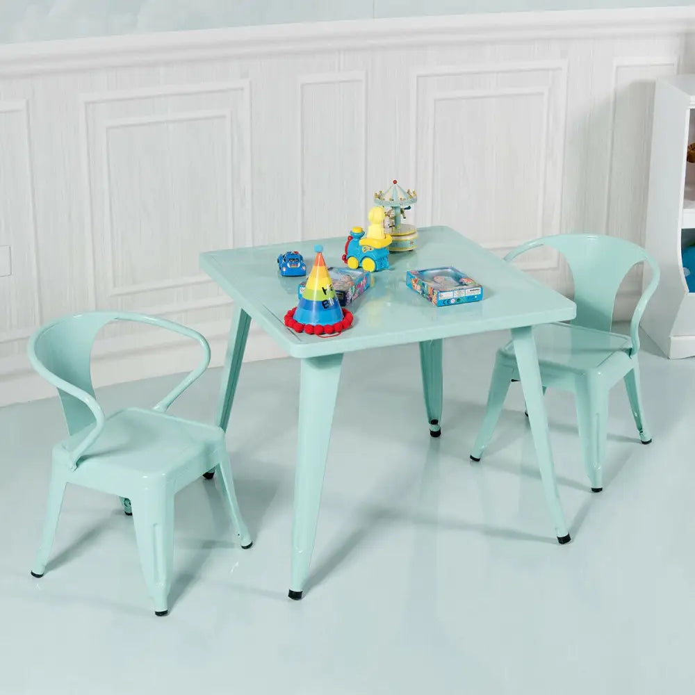 27-Inch Kids Square Steel Table Play Learn Activity Table-Blue - Blue - Kids Table & Chair Sets