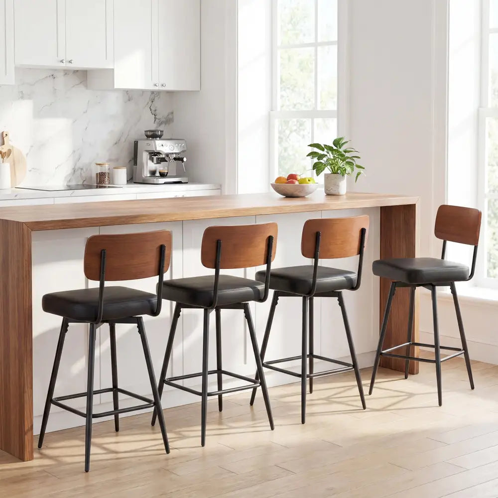 27 Inch Padded Counter Barstools Set of 2 with Metal Legs-Black Costway