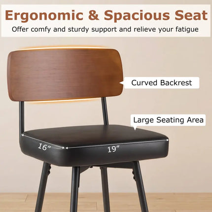 27 Inch Padded Counter Barstools Set of 2 with Metal Legs-Black Costway