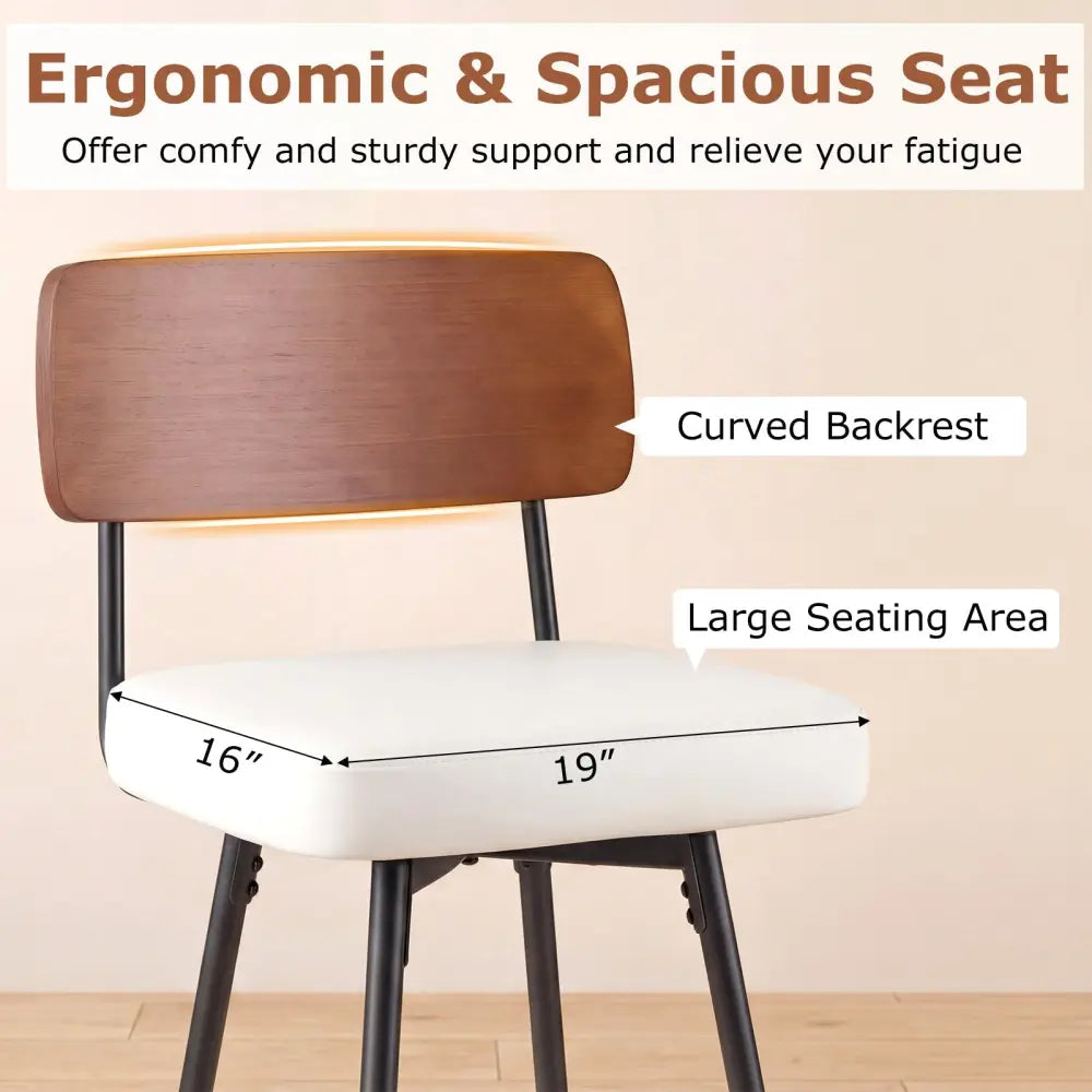 27 Inch Padded Counter Barstools Set of 2 with Metal Legs-White Costway