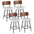 27 Inch Padded Counter Barstools Set of 4 with Metal Legs-White - White - Bar Stools