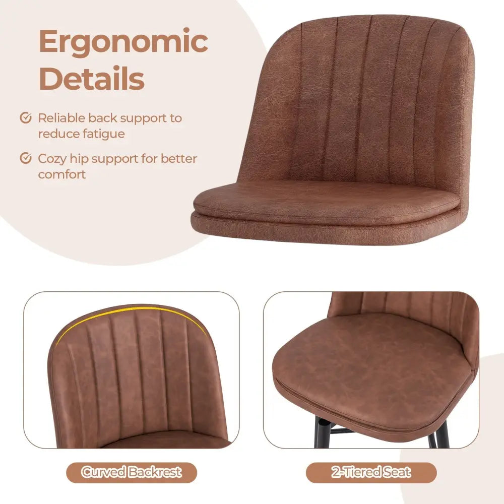 27 Inch Swivel Bar Stool Set of 2 Counter Height Chair with Padded Seat-Black and Brown Costway