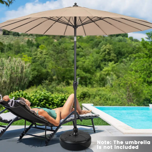 27 lbs Fillable Round Umbrella Base Stand for Yard Garden Poolside - Black - Outdoor Umbrella Bases