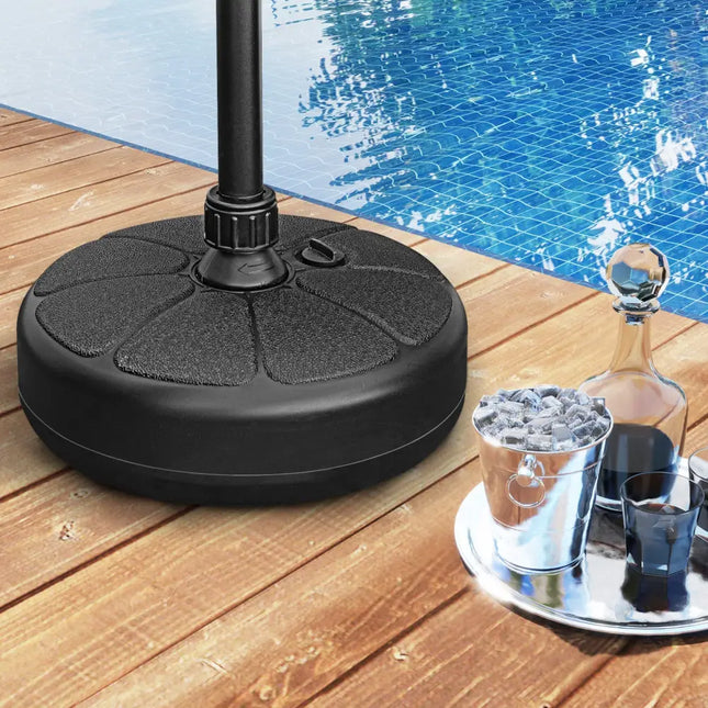 27 lbs Fillable Round Umbrella Base Stand for Yard Garden Poolside - Black - Outdoor Umbrella Bases