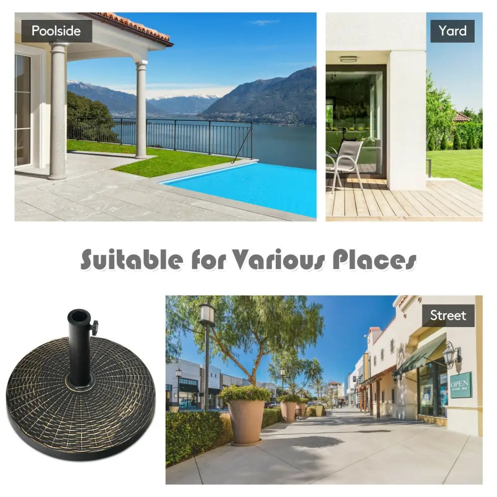 27 lbs Patio Market Umbrella Base Stand - Bronze - Outdoor Umbrella Bases