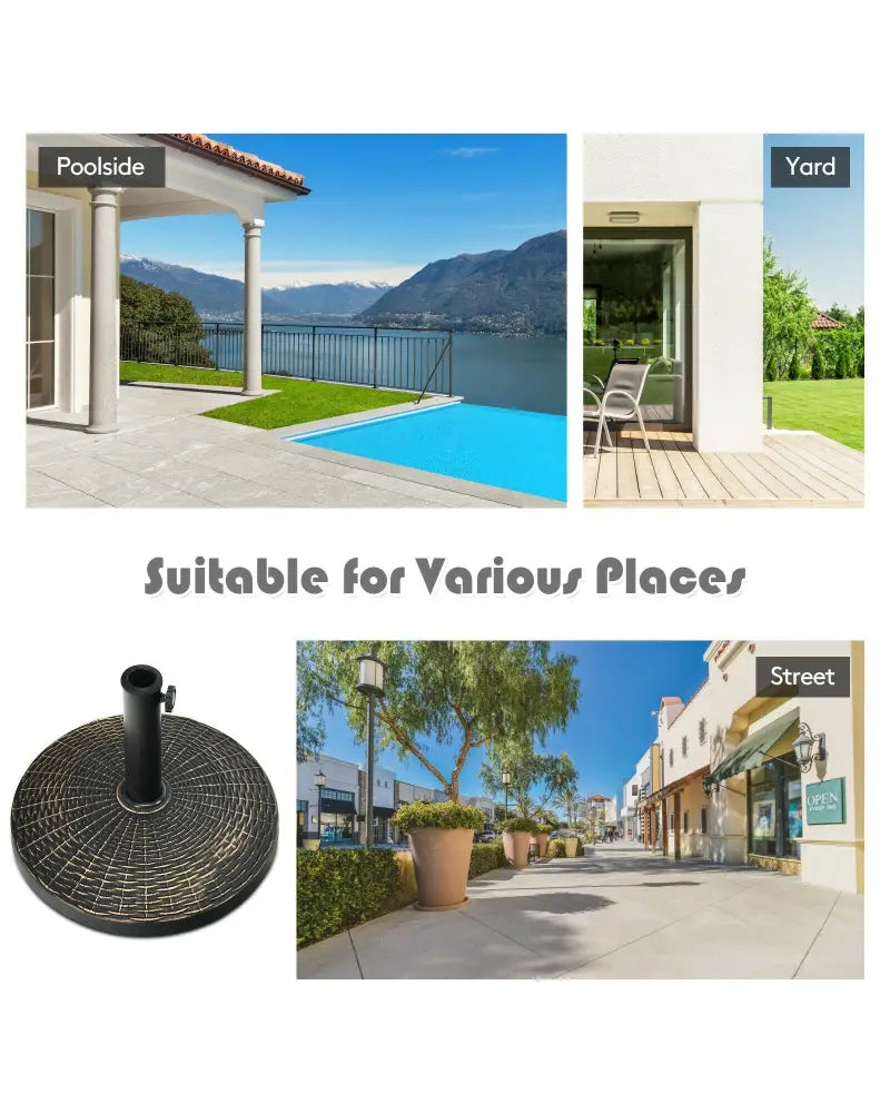 27 lbs Patio Market Umbrella Base Stand - Bronze - Outdoor Umbrella Bases