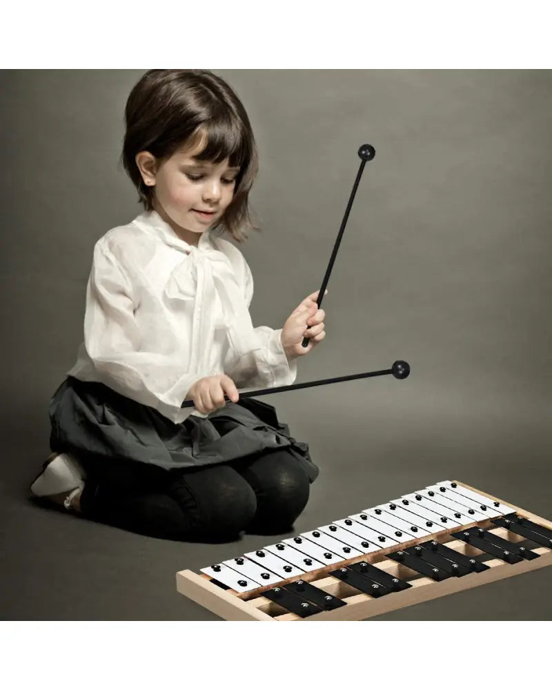 27 Note Glockenspiel Xylophone with 2 Rubber Mallets - Black & White - Drums & Percussion