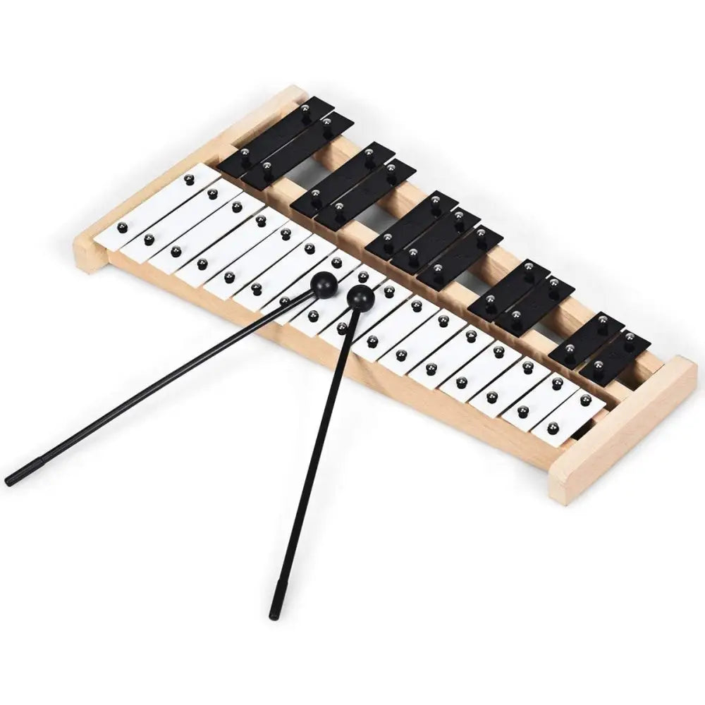27 Note Glockenspiel Xylophone with 2 Rubber Mallets - Black & White - Drums & Percussion