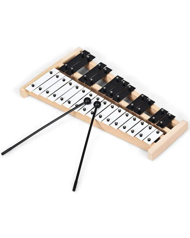 27 Note Glockenspiel Xylophone with 2 Rubber Mallets - Black & White - Drums & Percussion