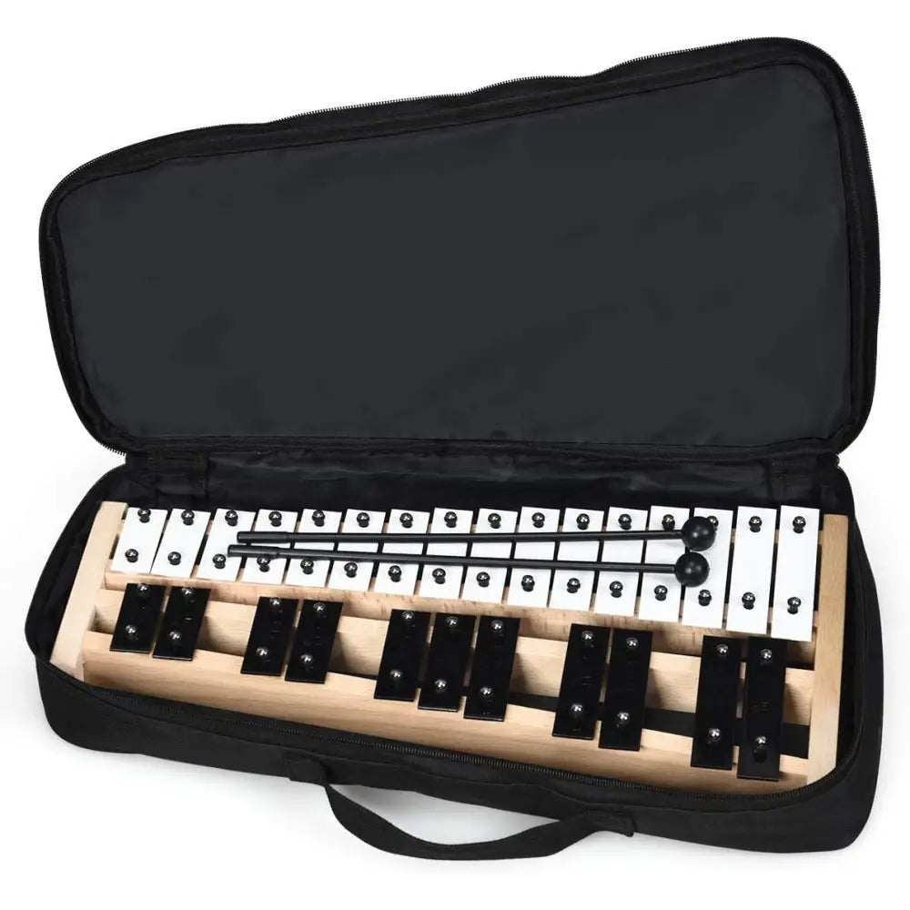 27 Note Glockenspiel Xylophone with 2 Rubber Mallets - Black & White - Drums & Percussion