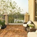 27 Pieces Interlocking Acacia Wood Interlocking Patio Deck Tile - Natural - Outdoor Deck Tiles & Planks