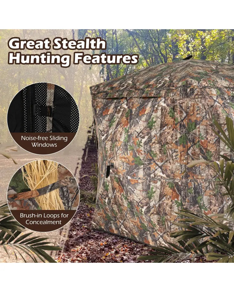 270° See Through Hunting Blind Tent with Silent Magnetic Door - Camouflage - Tents