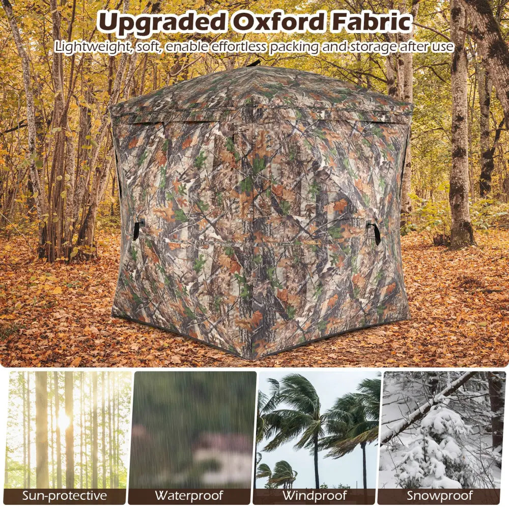 270° See Through Hunting Blind Tent with Silent Magnetic Door - Camouflage - Tents