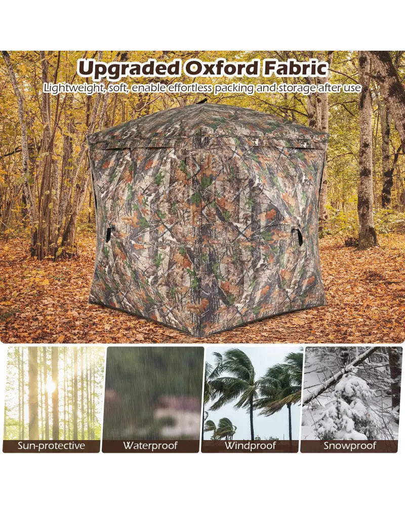 270° See Through Hunting Blind Tent with Silent Magnetic Door - Camouflage - Tents