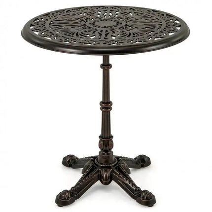27Inch Round Cast Aluminum Patio Bistro Table with Hollow Top - Copper - Oasis Home Essentials
