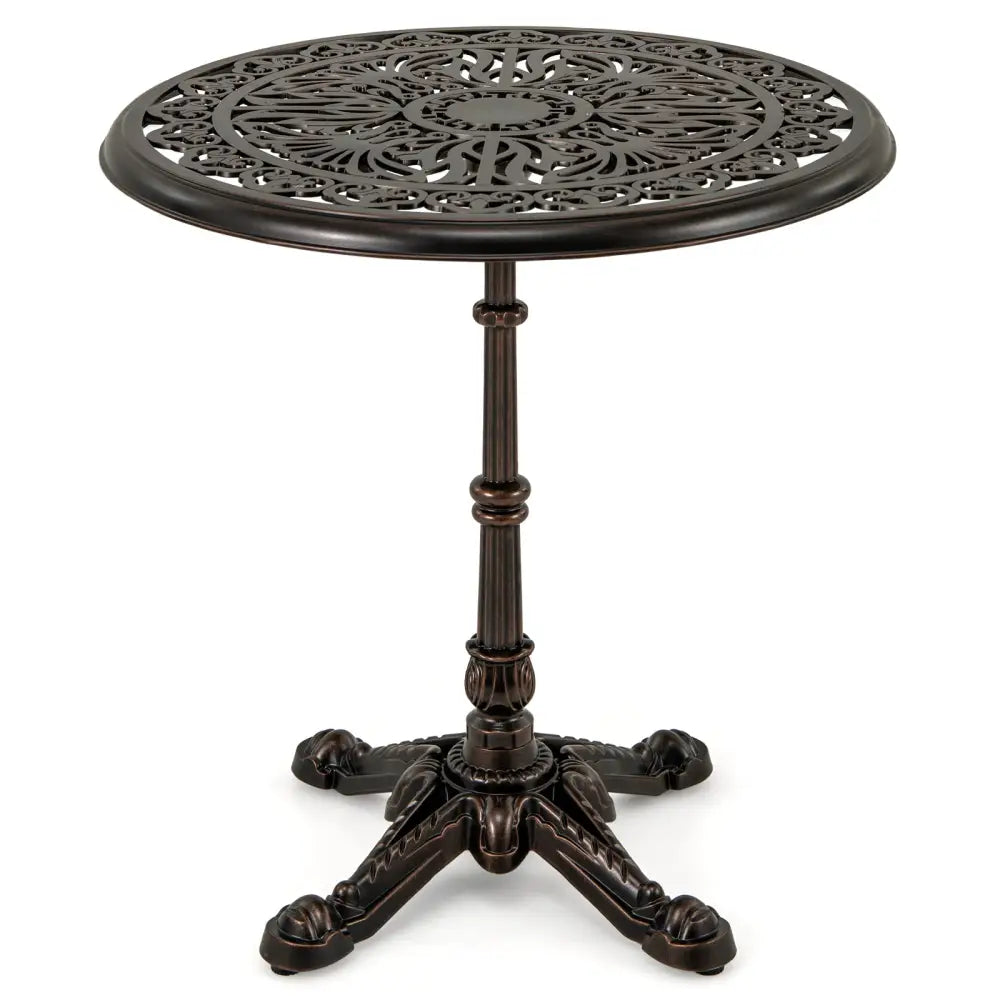 27Inch Round Cast Aluminum Patio Bistro Table with Hollow Top-Copper - Copper - Patio Coffee Tables