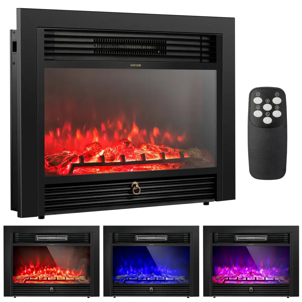 28.5 Inch Electric Fireplace Recessed with 3 Flame Colors - Black - Fireplaces