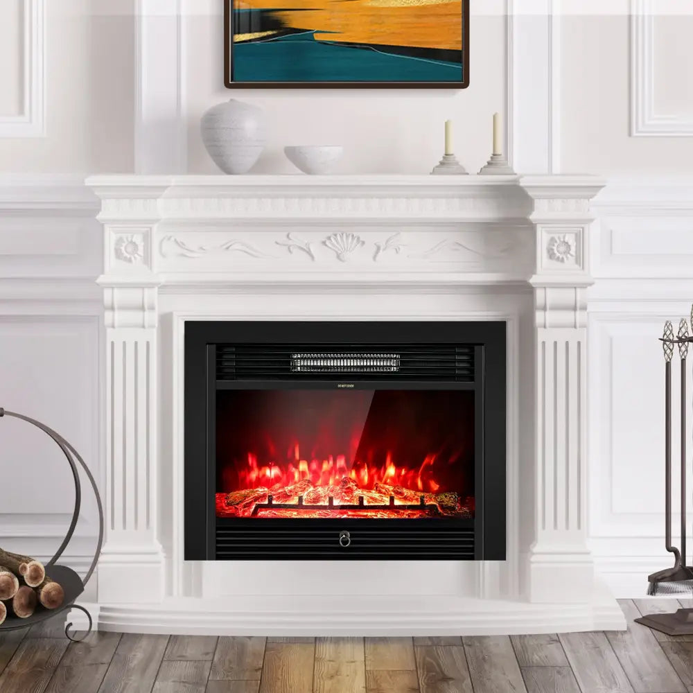 28.5 Inch Electric Fireplace Recessed with 3 Flame Colors - Black - Fireplaces