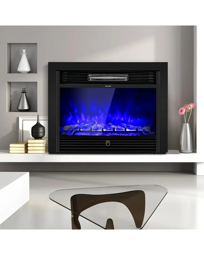 28.5 Inch Electric Fireplace Recessed with 3 Flame Colors - Black - Fireplaces