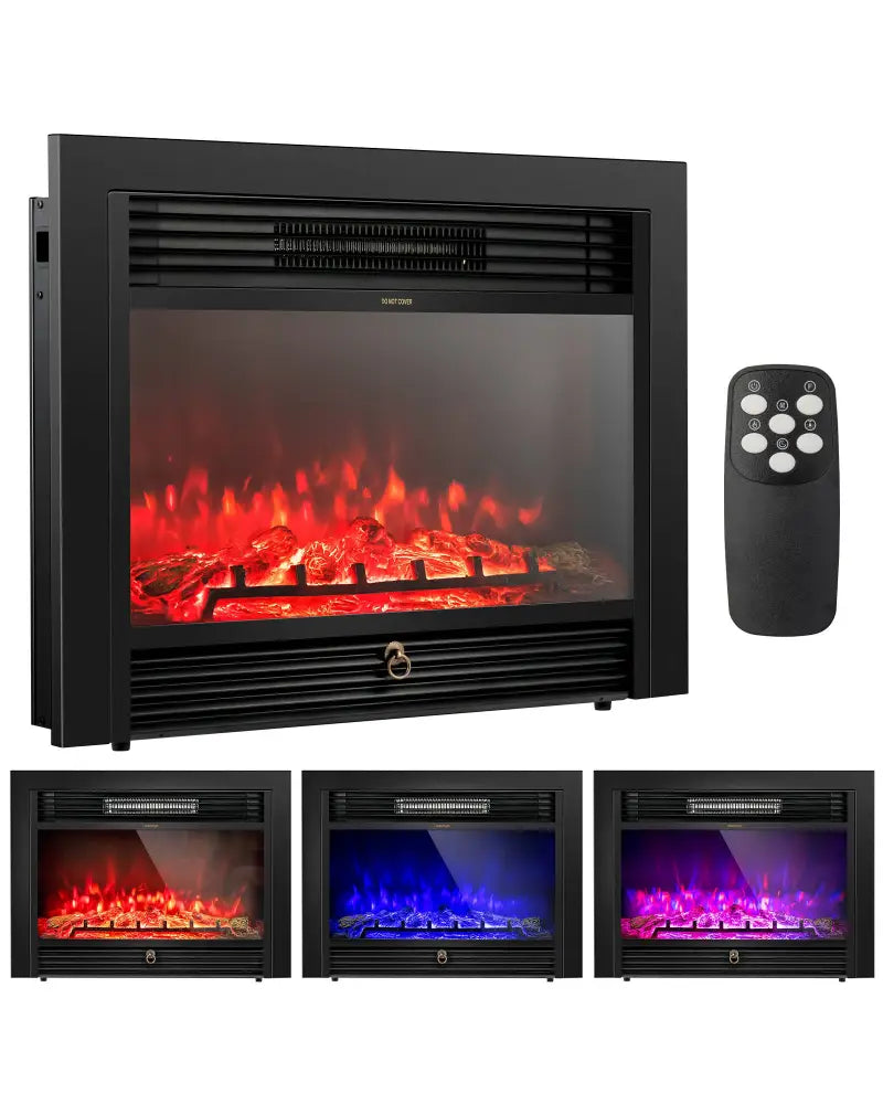 28.5 Inch Electric Fireplace Recessed with 3 Flame Colors - Black - Fireplaces