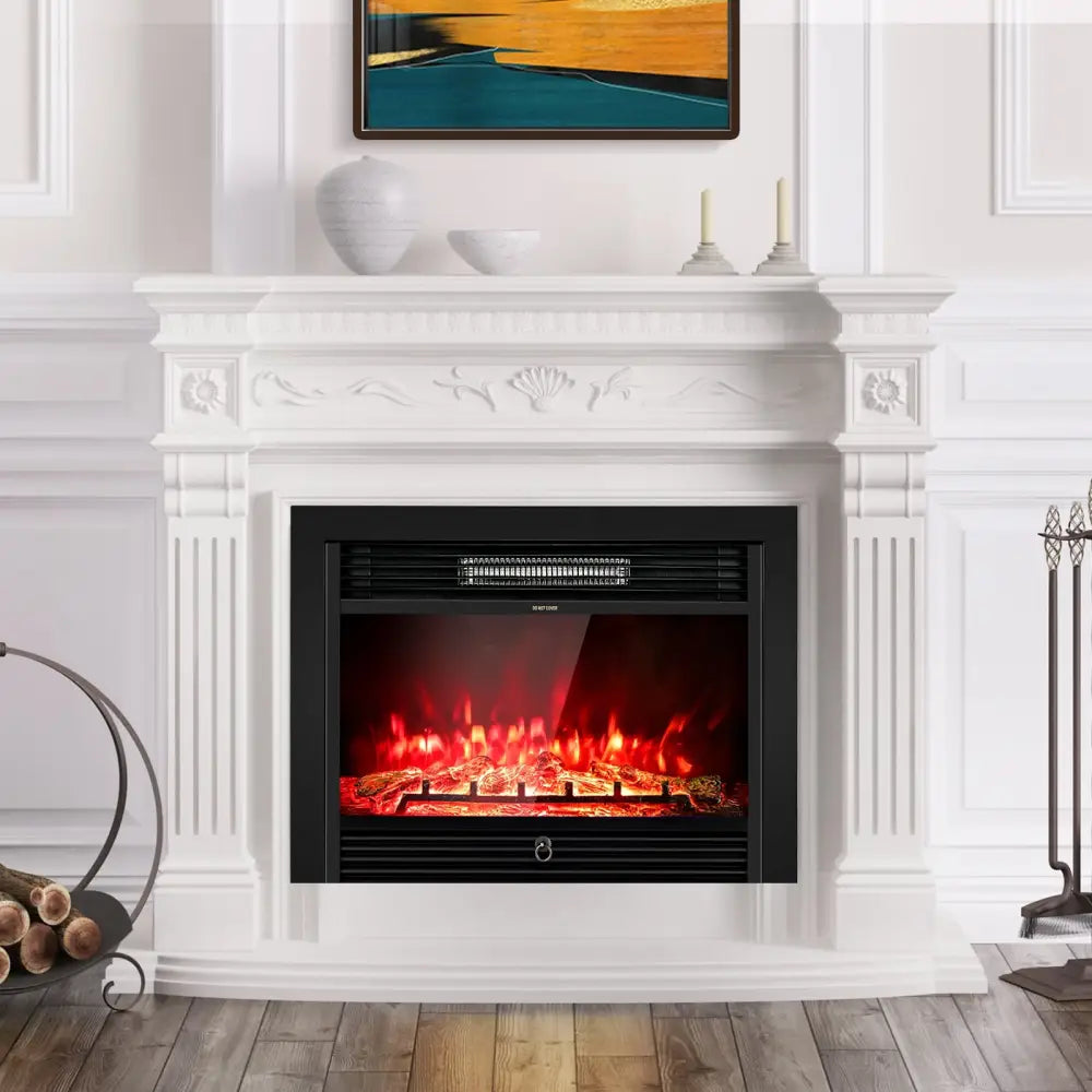 28.5 Inch Electric Fireplace Recessed with 3 Flame Colors - Black - Fireplaces