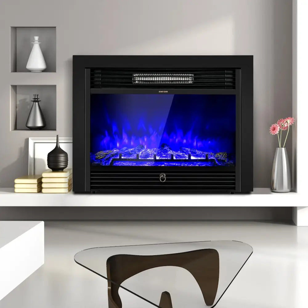 28.5 Inch Electric Fireplace Recessed with 3 Flame Colors - Black - Fireplaces
