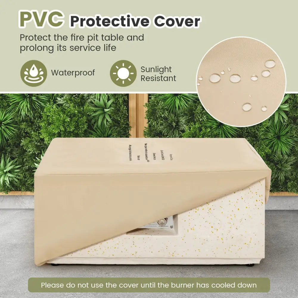28 Inch 40000 BTU Square Propane Gas Fire Pit with PVC Cover-White - White - Fire Pit Tables