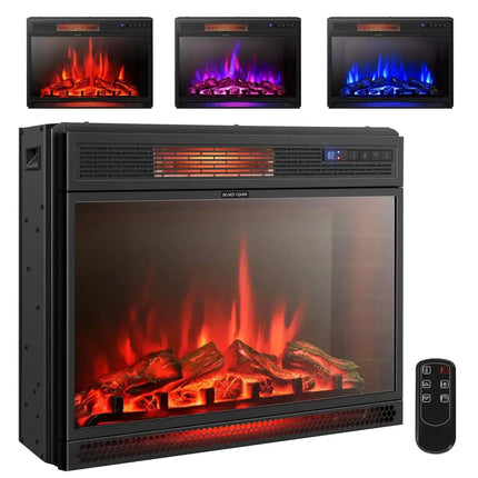 28 Inch Electric Freestanding and Recessed Fireplace with Remote Costway