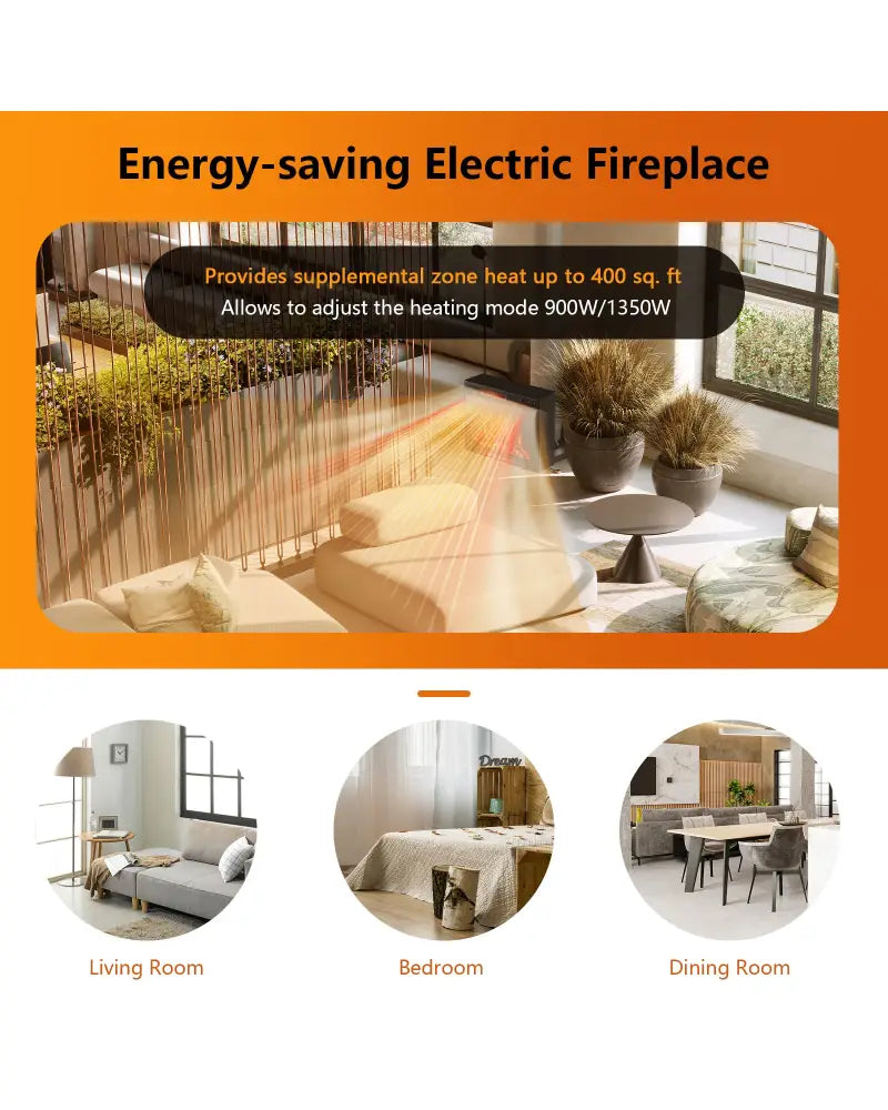 28 Inch Electric Freestanding and Recessed Fireplace with Remote - Black - Fireplaces