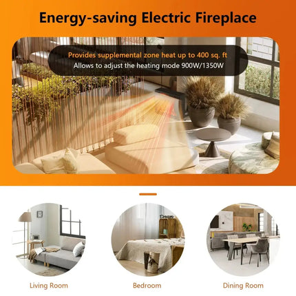 28 Inch Electric Freestanding and Recessed Fireplace with Remote Costway