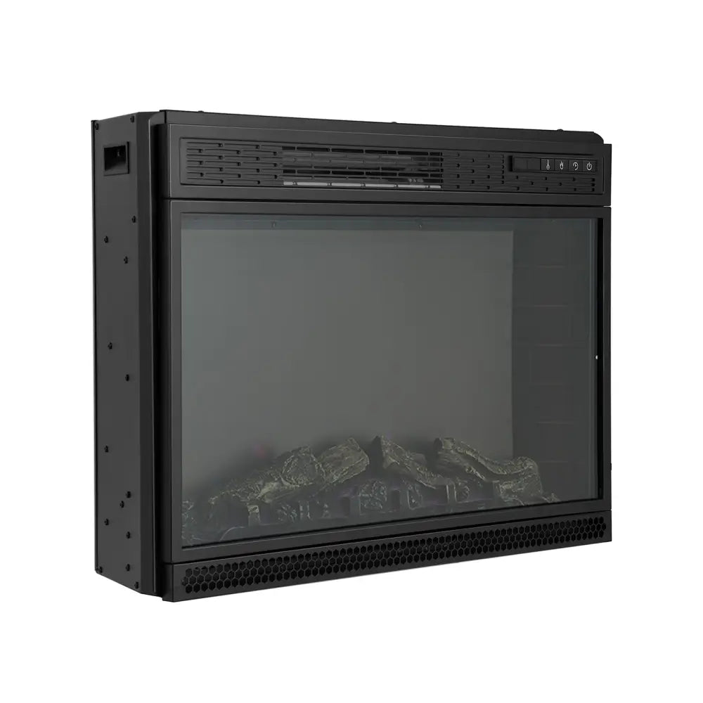 28 Inch Electric Freestanding and Recessed Fireplace with Remote - Black - Fireplaces