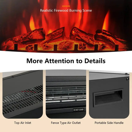 28 Inch Electric Freestanding and Recessed Fireplace with Remote Costway
