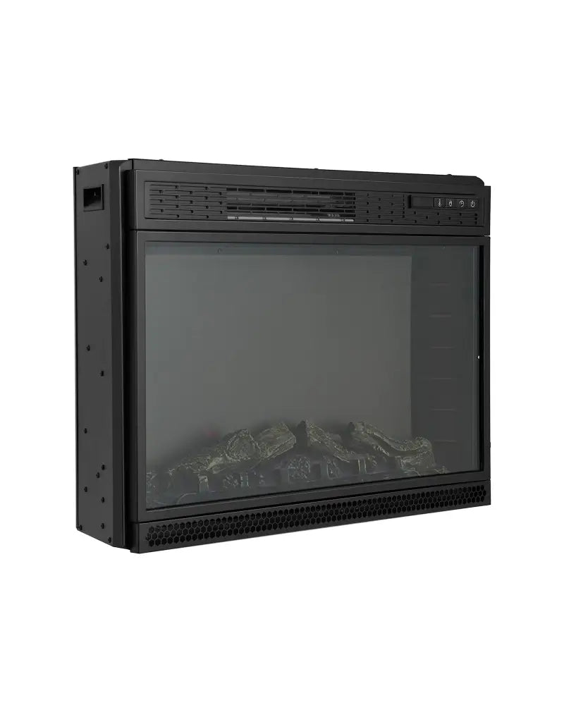 28 Inch Electric Freestanding and Recessed Fireplace with Remote - Black - Fireplaces