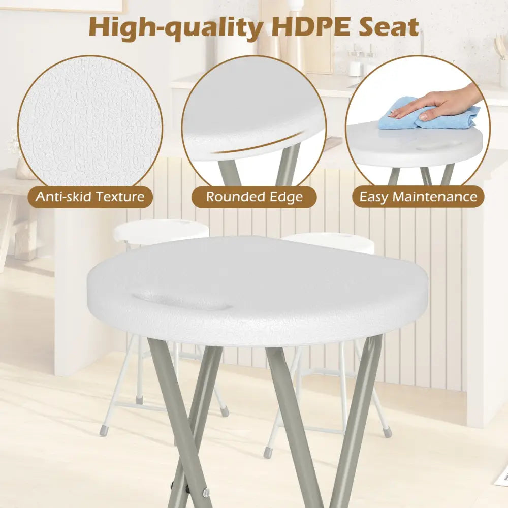 28 Inch Portable Folding Stools Patio Dining Chairs with 330lbs Limited Sturdy Frame-Set of 1 - Patio Dining Chairs