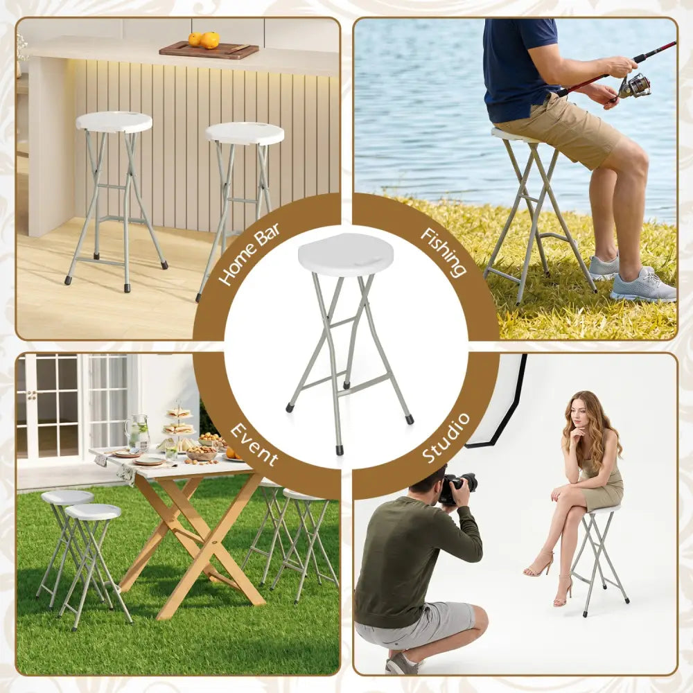 28 Inch Portable Folding Stools Patio Dining Chairs with 330lbs Limited Sturdy Frame-Set of 1 - Patio Dining Chairs