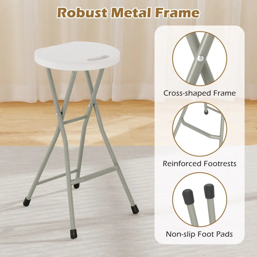 28 Inch Portable Folding Stools Patio Dining Chairs with 330lbs Limited Sturdy Frame-Set of 1 - Patio Dining Chairs