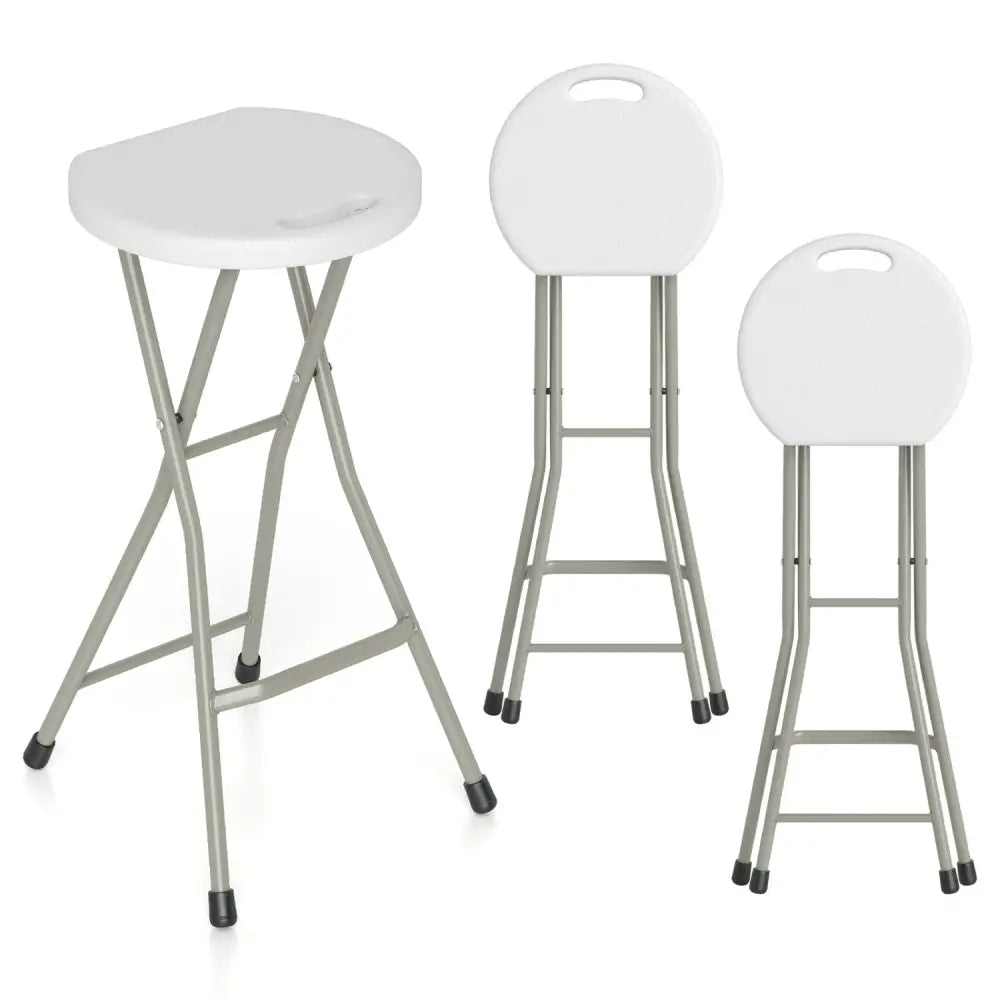 28 Inch Portable Folding Stools Patio Dining Chairs with 330lbs Limited Sturdy Frame-Set of 2 - Patio Dining Chairs