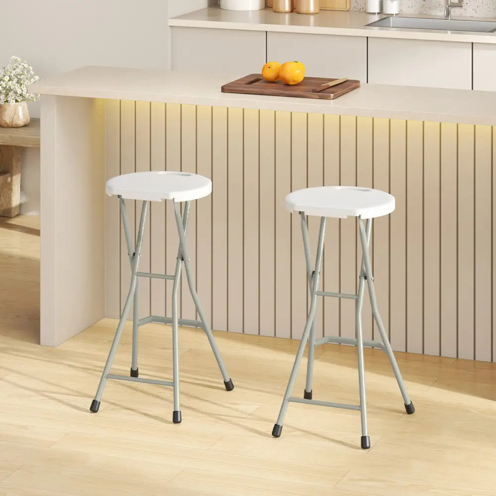 28 Inch Portable Folding Stools Patio Dining Chairs with 330lbs Limited Sturdy Frame-Set of 2 - Patio Dining Chairs