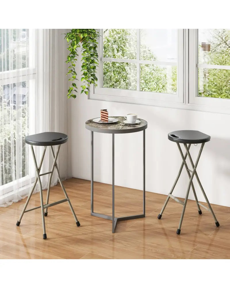 28 Inch Portable Folding Stools with 330lbs Limited Sturdy Frame-2 Pieces - Black - Patio Dining Chairs