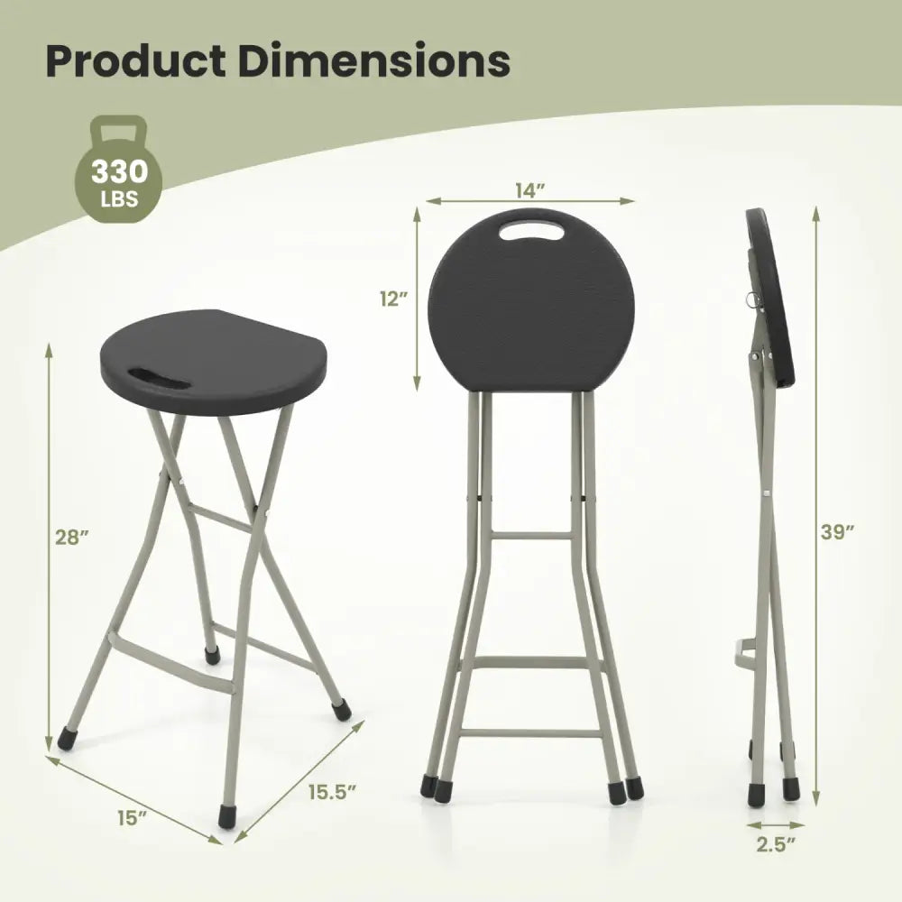 28 Inch Portable Folding Stools with 330lbs Limited Sturdy Frame - Patio Dining Chairs