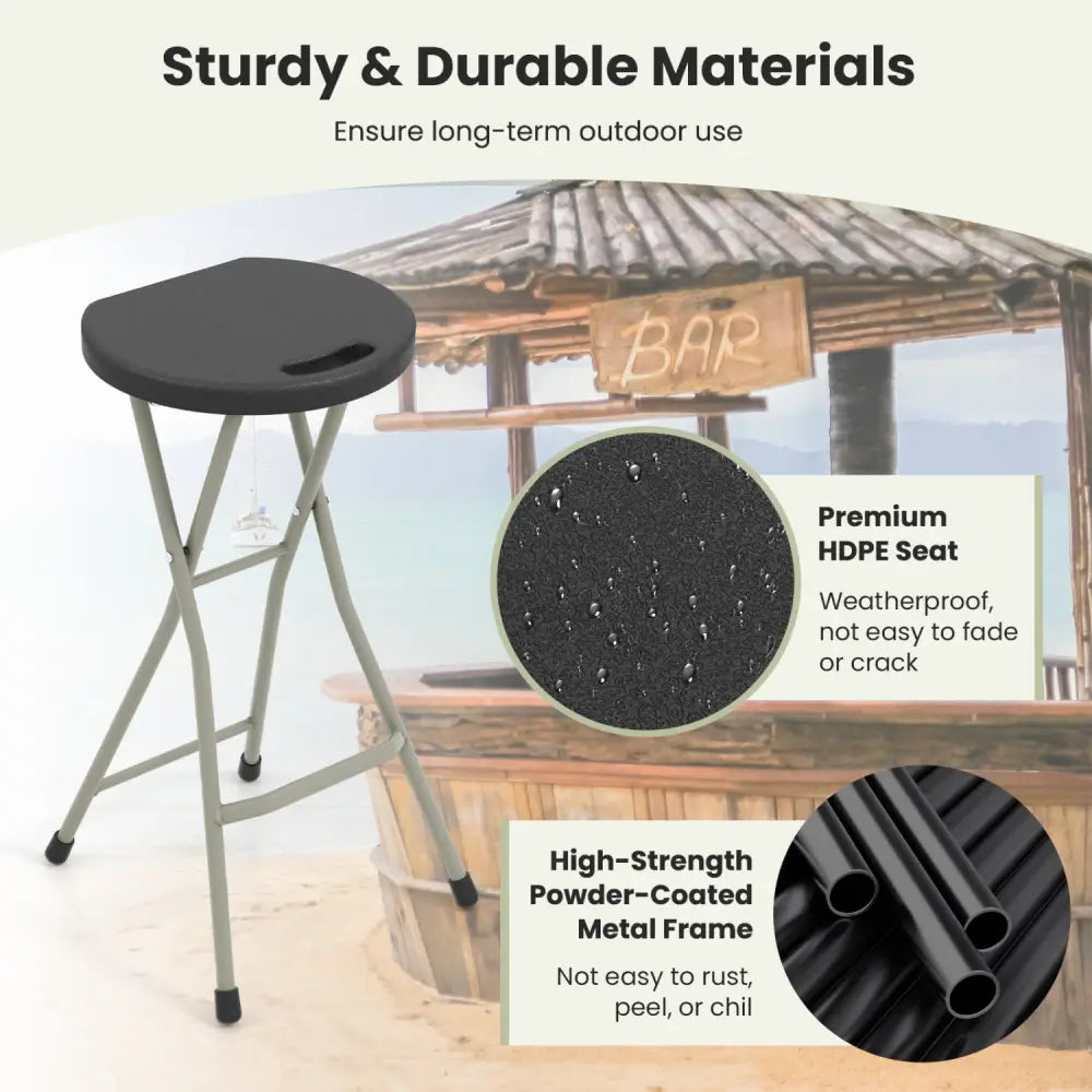 28 Inch Portable Folding Stools with 330lbs Limited Sturdy Frame - Patio Dining Chairs