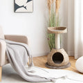 28 Inches Hand-Made Cat Tree Tower with Jump Platform-Coffee - Coffee - Cat Trees Condos & Scratchers