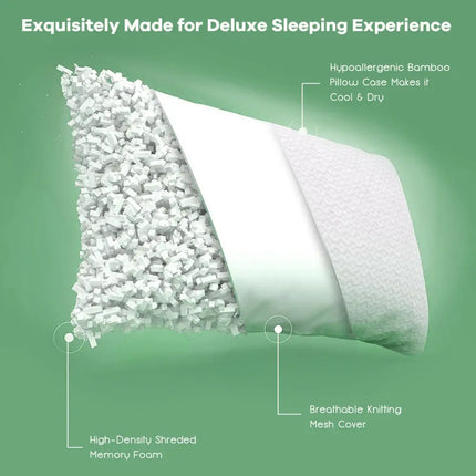 28 x18 Inch Shredded Memory Foam Bed Pillows with Bamboo Cooling Cover Costway