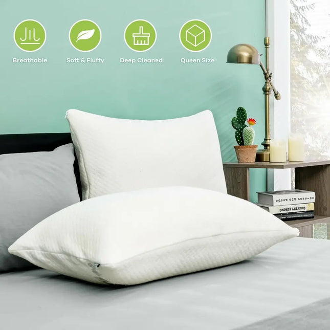 28 x18 Inch Shredded Memory Foam Bed Pillows with Bamboo Cooling Cover Costway