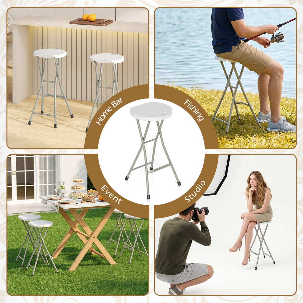 28 Inch Portable Folding Stools Patio Dining Chairs with 330lbs Limited Sturdy Frame-Set of 1