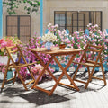 29.5 Inch x 29.5 Inch Patio Dining Table with Teak Painting and Umbrella Hole - Teak - Patio Dining Tables