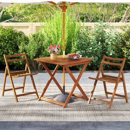 29.5 Inch x 29.5 Inch Patio Dining Table with Teak Painting and Umbrella Hole - Teak - Patio Dining Tables