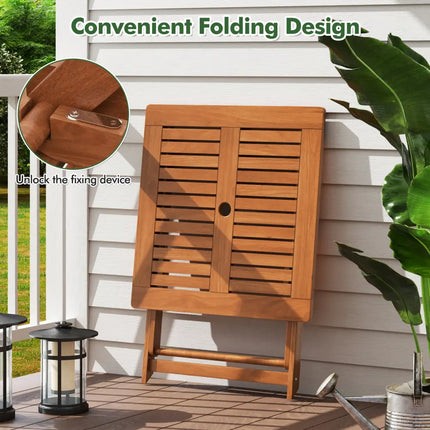 29.5 Inch x 29.5 Inch Patio Dining Table with Teak Painting and Umbrella Hole - Teak - Patio Dining Tables